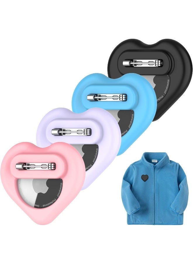 4 Pieces Tracker Holder for AirTag with Pin, Safe Hidden Lightweight for Kids Compatible with Apple Air Tags for Child, Elderly, Pets Collar, Shoes (Love shape) - Image 1