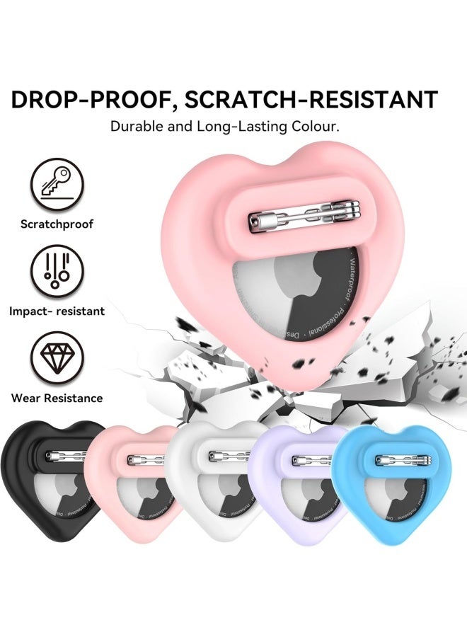 4 Pieces Tracker Holder for AirTag with Pin, Safe Hidden Lightweight for Kids Compatible with Apple Air Tags for Child, Elderly, Pets Collar, Shoes (Love shape) - Image 4