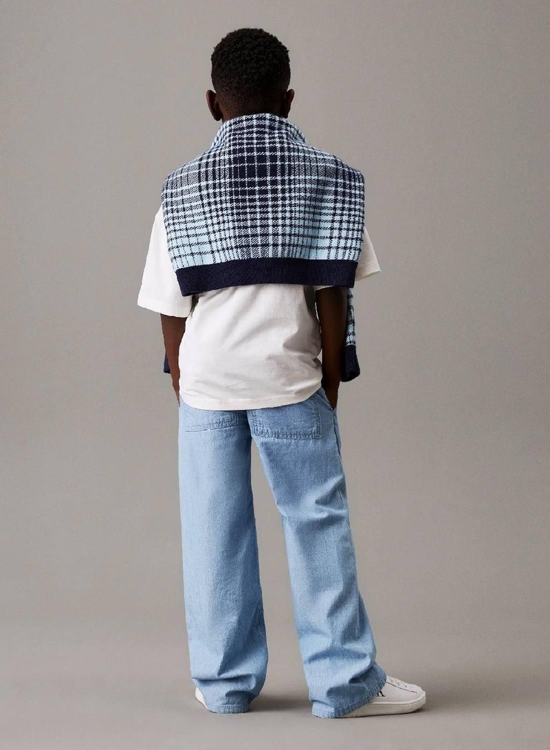 كالفن كلاين جينز بنطال تشينو شامبراي بقصة واسعة - Image 2