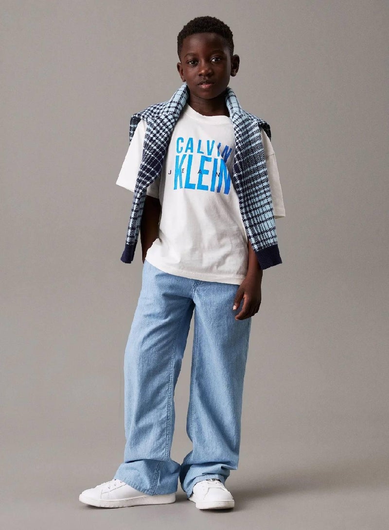 كالفن كلاين جينز بنطال تشينو شامبراي بقصة واسعة - Image 4