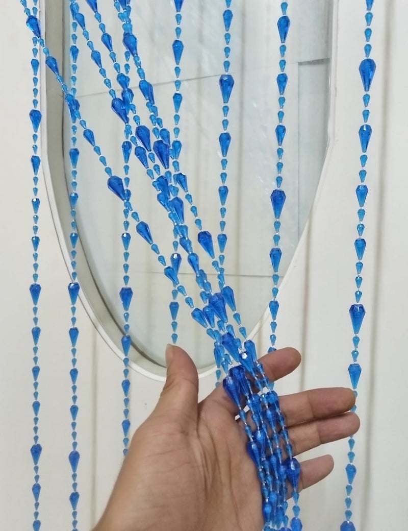ave split Beaded Curtain Doorways Acrylic Hanging Door Beads String Curtains Tassel Room Divider Screen Decor for Doorway Window Living Room Wedding (042dark Blue, 39 inch x 78.7 inch) - Image 4