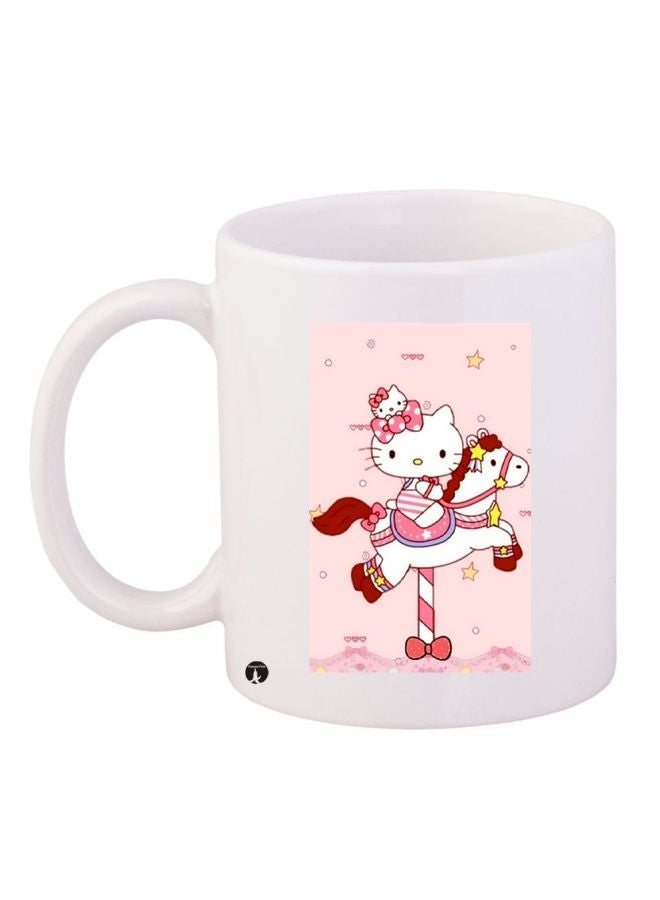 RYN Hello Kitty Printed Coffee Mug White/Pink/Brown 11ounce