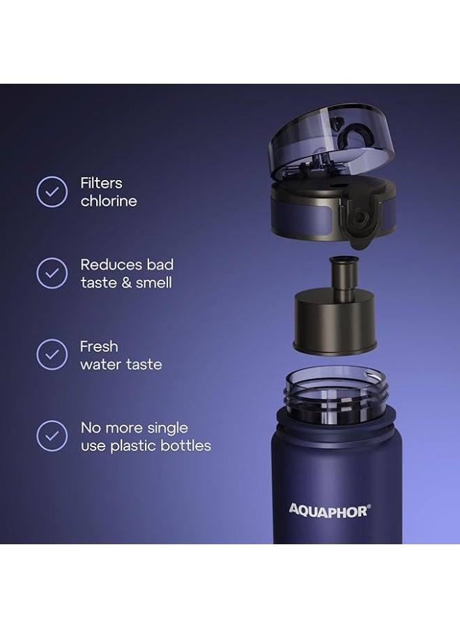 Aquaphor AQUAPHOR City Bottle 500ml Navy | Travel Water Bottle with Activated Carbon Filter | Filters Chlorine & Impurities | Made of Tritan & BPA-Free | Stay Hydrated On the Go!  - Image 3