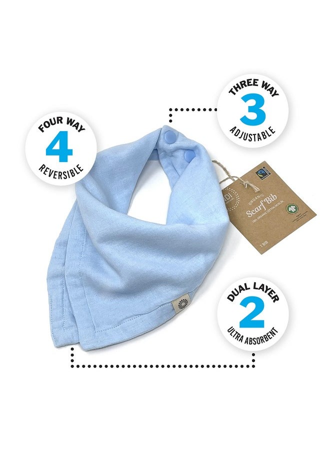 Kishu Baby Indi Premium Gots Certified Organic Bandana Scarf Bib (Baby Blue)  - Image 2