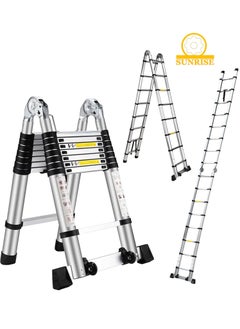 SUNRISE Telescoping Ladder Aluminum Ladder  Multi Function A Type Portable Telescopic Extension Ladder With Balance Rod Non Slip For Outdoor Indooor Working Household Use  - Image 1