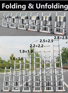 SUNRISE Telescoping Ladder Aluminum Ladder  Multi Function A Type Portable Telescopic Extension Ladder With Balance Rod Non Slip For Outdoor Indooor Working Household Use  - Image 5