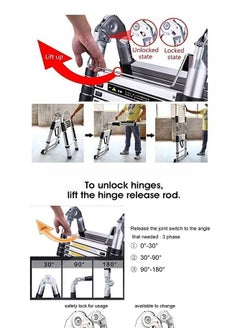 SUNRISE Telescoping Ladder Aluminum Ladder  Multi Function A Type Portable Telescopic Extension Ladder With Balance Rod Non Slip For Outdoor Indooor Working Household Use  - Image 3