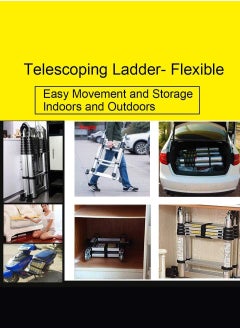 SUNRISE Telescoping Ladder Aluminum Ladder  Multi Function A Type Portable Telescopic Extension Ladder With Balance Rod Non Slip For Outdoor Indooor Working Household Use  - Image 4