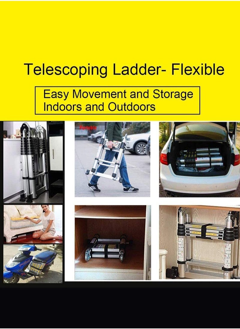 SUNRISE Telescoping Ladder Aluminum Ladder  Multi Function A Type Portable Telescopic Extension Ladder With Balance Rod Non Slip For Outdoor Indooor Working Household Use  - Image 4