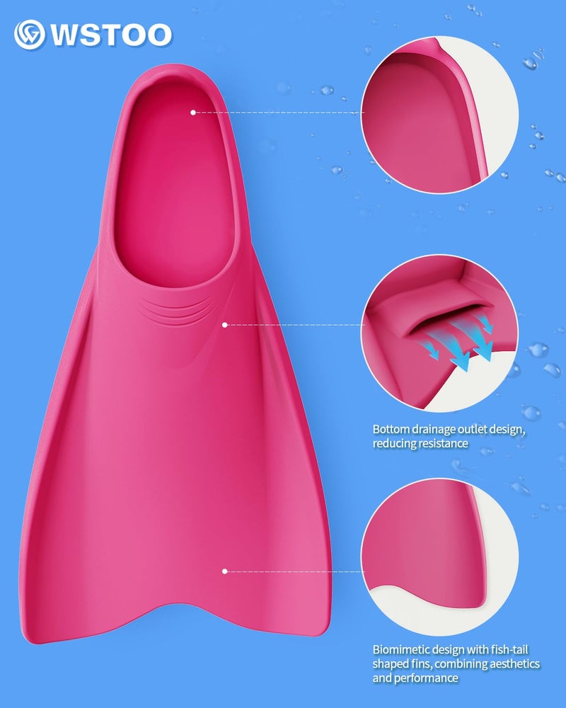 W WSTOO Streamlined Training Short Swimming Flippers in Silicone for Kids Adults Men and Women for Swimming Snorkeling and Diving - Image 2