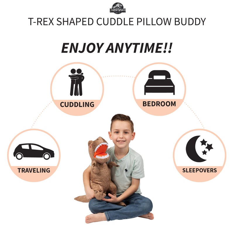 Franco Jurassic World Dominion Rexy T-Rex Bedding Super Soft Plush Cuddle Pillow Buddy, One Size, By Franco Kids - Image 3
