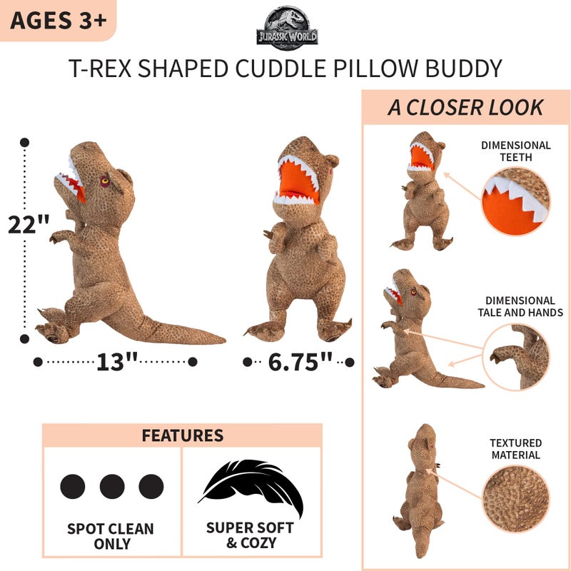 Franco Jurassic World Dominion Rexy T-Rex Bedding Super Soft Plush Cuddle Pillow Buddy, One Size, By Franco Kids - Image 4