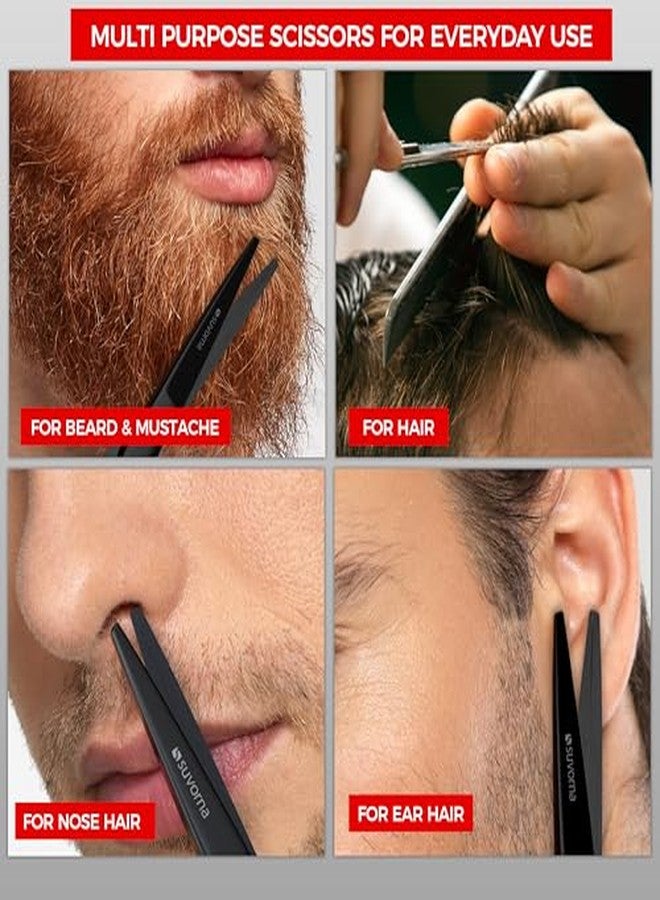 Suvorna Small Scissors with Comb for Beard, Mustache, Facial, Nose, Eyebrow, Ear Hair - Hair Scissors for Cutting, Trimming & Grooming - Made with 5" Stainless Steel for Barber, Professional, HomeUser - Image 5