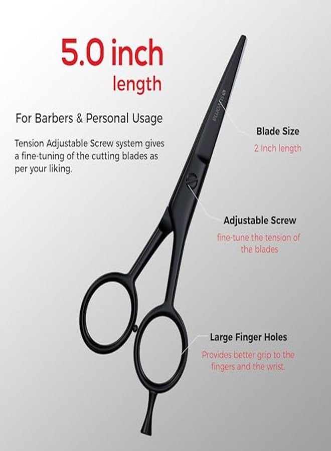 Suvorna Small Scissors with Comb for Beard, Mustache, Facial, Nose, Eyebrow, Ear Hair - Hair Scissors for Cutting, Trimming & Grooming - Made with 5" Stainless Steel for Barber, Professional, HomeUser - Image 3