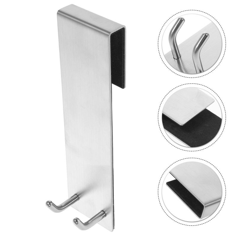 304 Stainless Steel Over The Door Hooks Double Slant Towel Coat And Bag Hooks Punch Free - Image 3