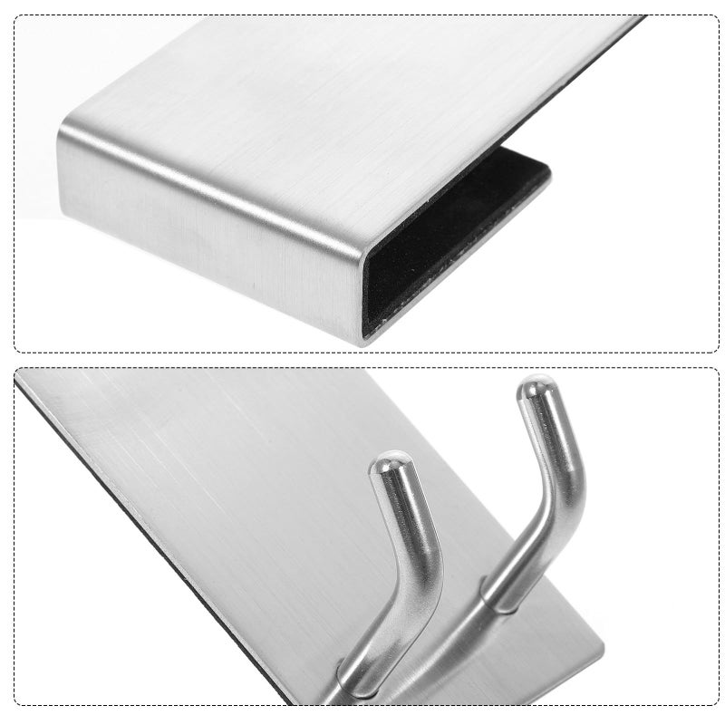 304 Stainless Steel Over The Door Hooks Double Slant Towel Coat And Bag Hooks Punch Free - Image 5