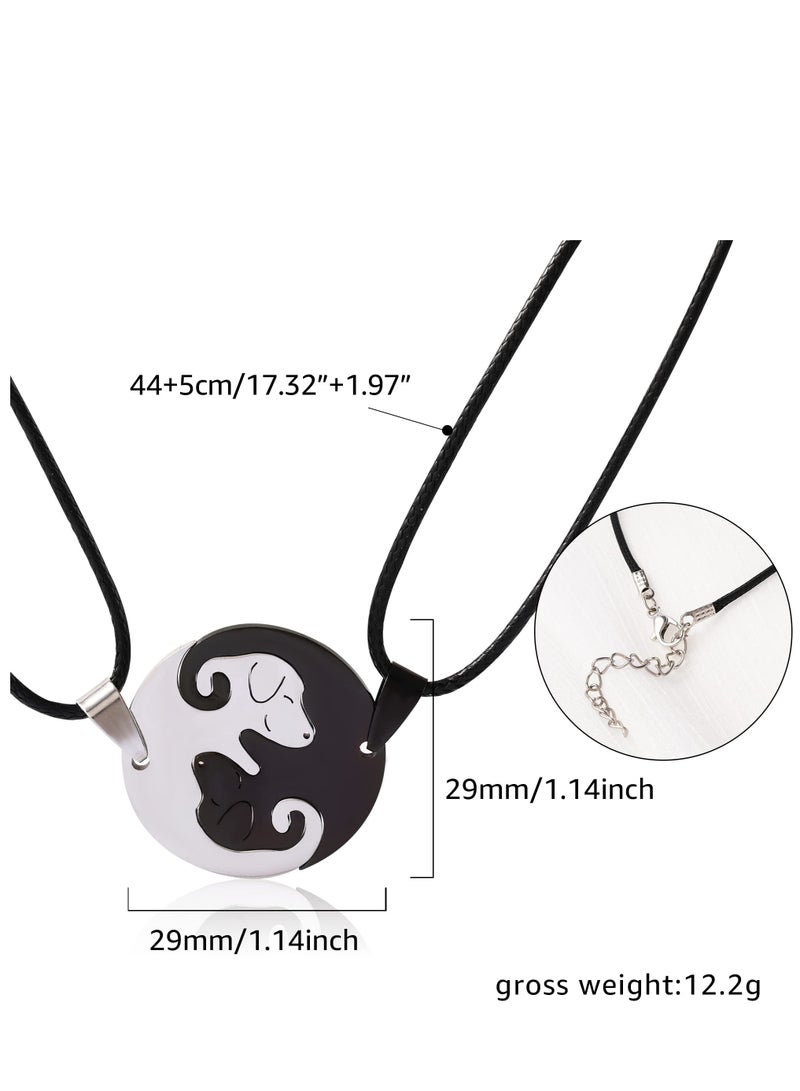 Excefore Dog Yin Yang Necklaces for Women Men Girls, Stainless Steel Matching Couples Puzzle Pet Dog BFF Necklaces for 2, Funny Dog Lovers Gifts - Image 2