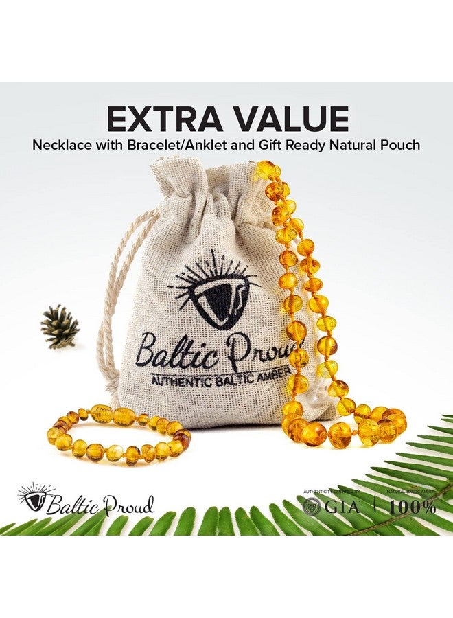 Baltic Proud Baltic Amber Necklace and Bracelet Gift Set (Unisex Honey 12.5 Inches/5.5 Inches) - Certified Premium Quality Raw Baltic Sea Amber - Image 3