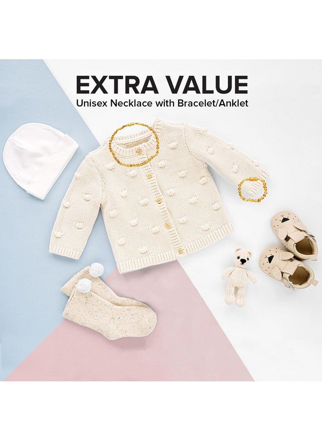 Baltic Proud Baltic Amber Necklace and Bracelet Gift Set (Unisex Honey 12.5 Inches/5.5 Inches) - Certified Premium Quality Raw Baltic Sea Amber - Image 4