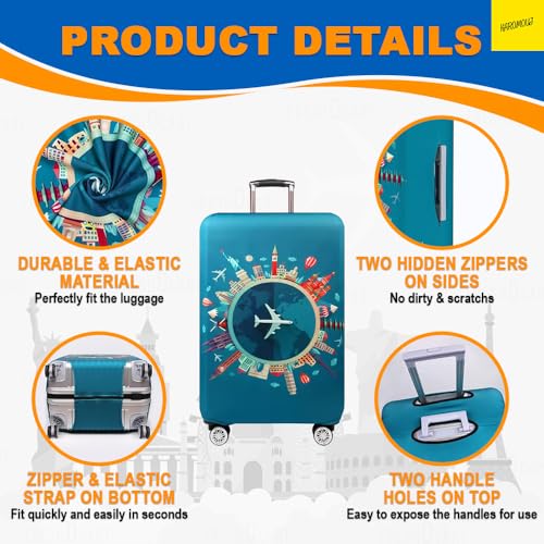 karomouj Protective Suitcase Cover Durable Trolley Travel Covers Waterproof & Scratch-Free Luggage Protector Universal Dust Cover for Travel and Home (Multicolor, Pack of 1) (Medium (22-24 inch)) - Image 3