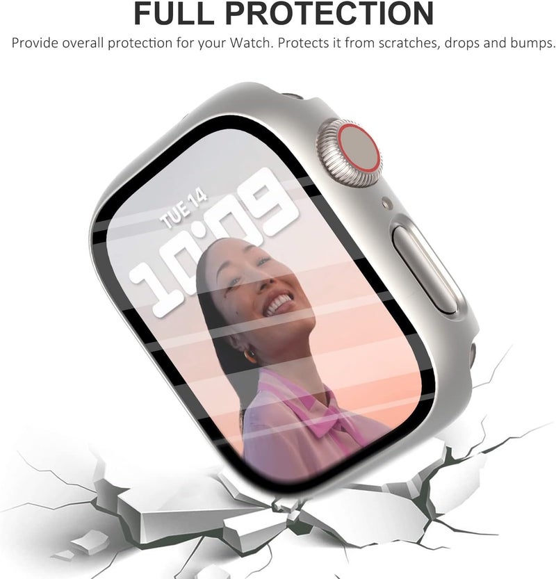 FULLIFE 6-Pack Hard PC Screen Protector Built-in Tempered Glass Case Compatible for Apple Watch 41mm Series 7,Overall Shockproof Bumper Suitable for iWatch 41mm,6 Colors - Image 4