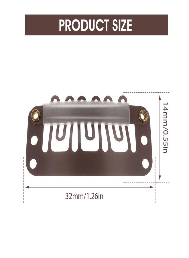 Yolev 50PCS Wigs Snap Clips Hair Extension Clips 6-Teeth U-Shape Metal Silicon Wig Hair Extension Clips for Women Hairpiece (Dark Brown) - Image 2