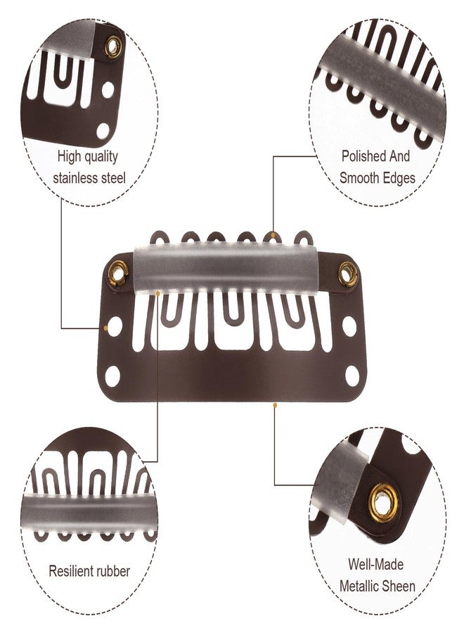 Yolev 50PCS Wigs Snap Clips Hair Extension Clips 6-Teeth U-Shape Metal Silicon Wig Hair Extension Clips for Women Hairpiece (Dark Brown) - Image 5