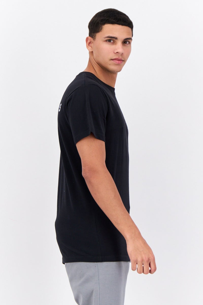 Henleys Men Crew Neck Short Sleeves Brand Logo T-Shirt, Black - Image 2