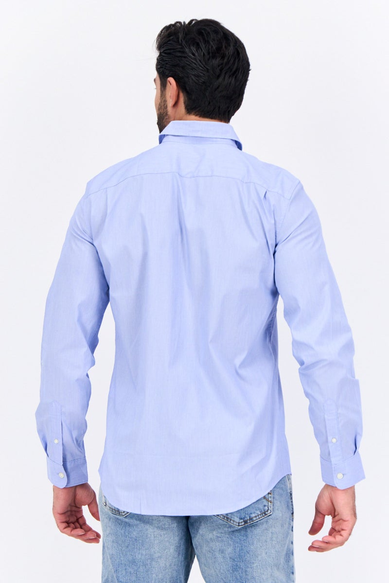 GAP Men Standard Fit Long Sleeve Chambray Casual Shirt, Light Blue - Image 3