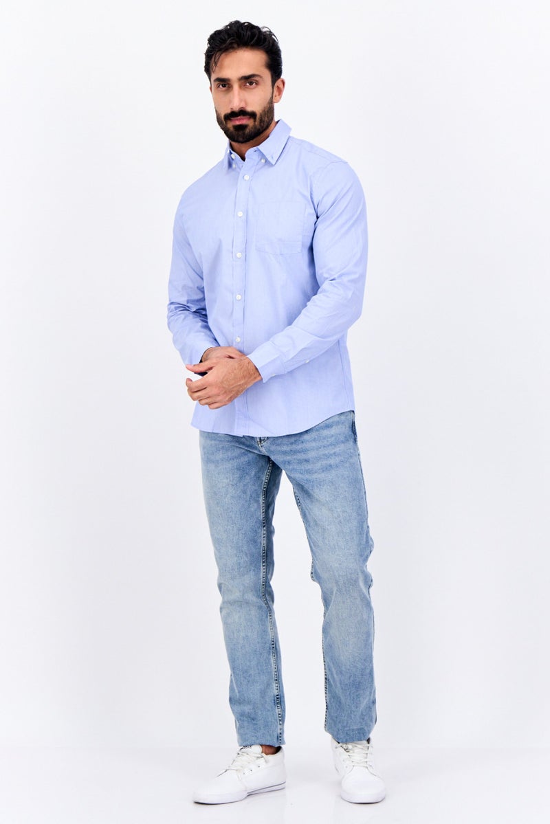 GAP Men Standard Fit Long Sleeve Chambray Casual Shirt, Light Blue - Image 4
