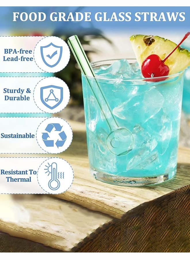 ثمانية فيبيهاوس مجموعة من 8 ماصات زجاجية، 20 سم، قابلة لإعادة الاستخدام مصاصة زجاج قابلة لإعادة الاستخدام، مصاصة زجاجية مع فرشاة تنظيف، ماصات شرب مقاومة للكسر، مثالية للمشروبات، العصائر، القهوة، العصير شفاطة زجاجية مصاصة شرب زجاجية شفاطة شرب زجاجية مصاص عصير زجاج مصاص زجاجي (ملونة) - Image 2