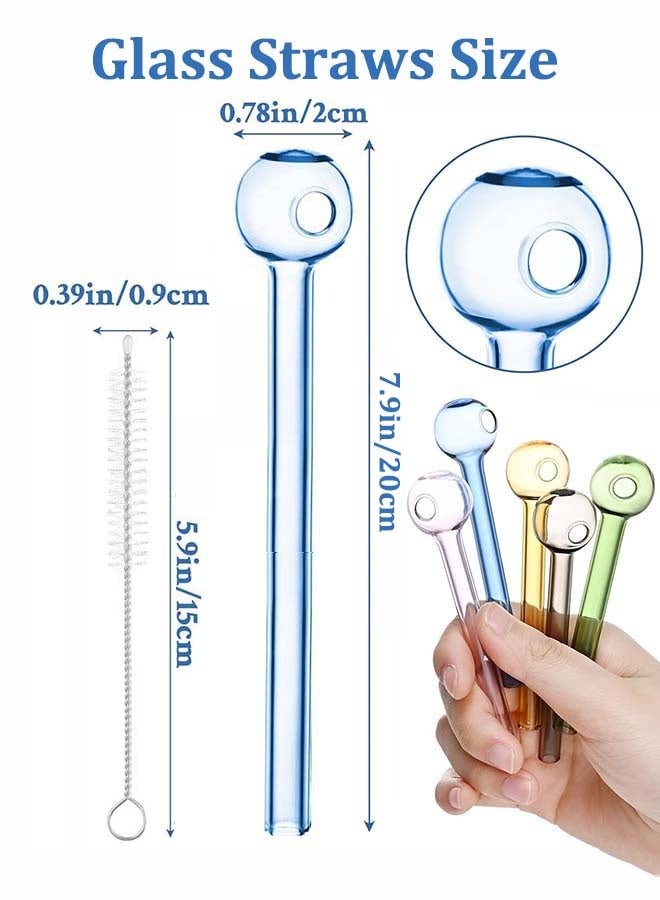 ثمانية فيبيهاوس مجموعة من 8 ماصات زجاجية، 20 سم، قابلة لإعادة الاستخدام مصاصة زجاج قابلة لإعادة الاستخدام، مصاصة زجاجية مع فرشاة تنظيف، ماصات شرب مقاومة للكسر، مثالية للمشروبات، العصائر، القهوة، العصير شفاطة زجاجية مصاصة شرب زجاجية شفاطة شرب زجاجية مصاص عصير زجاج مصاص زجاجي (ملونة) - Image 3