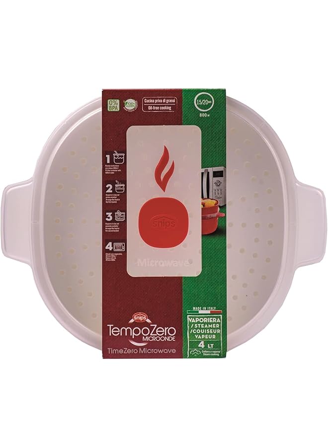 Snips White Steamer For Microwave With 2 Trays | 4 Lt | Tempozero Line Color | Bpa Free | Made In Italy, Unity - Image 3