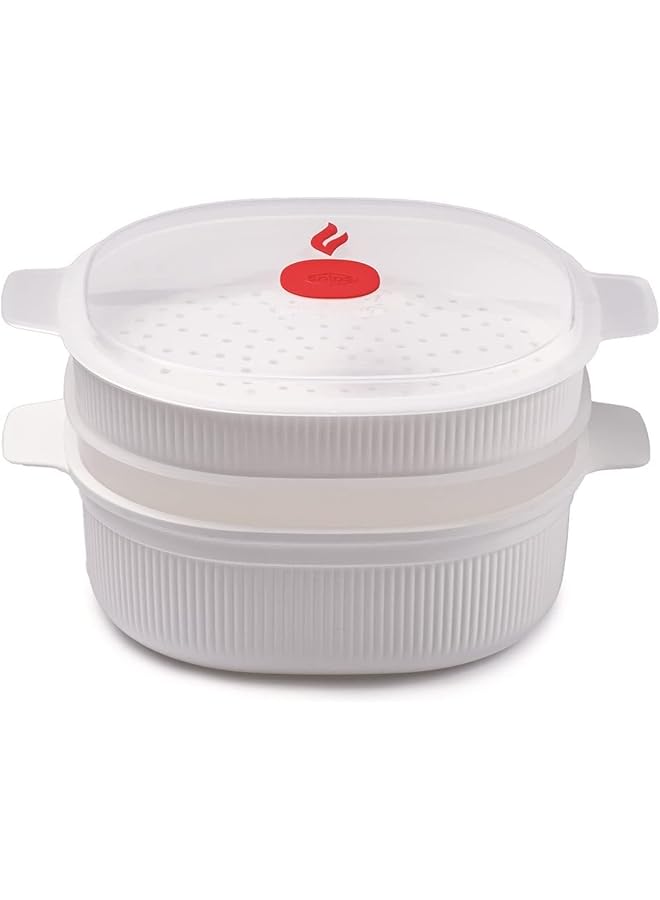 Snips White Steamer For Microwave With 2 Trays | 4 Lt | Tempozero Line Color | Bpa Free | Made In Italy, Unity - Image 4