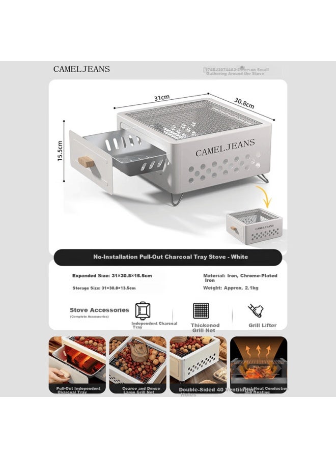 Cameljeans Home Bbq Grill Fire Pit Set Enclosure Stove Barbecue Grill Enclosure Stove For Tea Brewing And Barbecue - Image 3