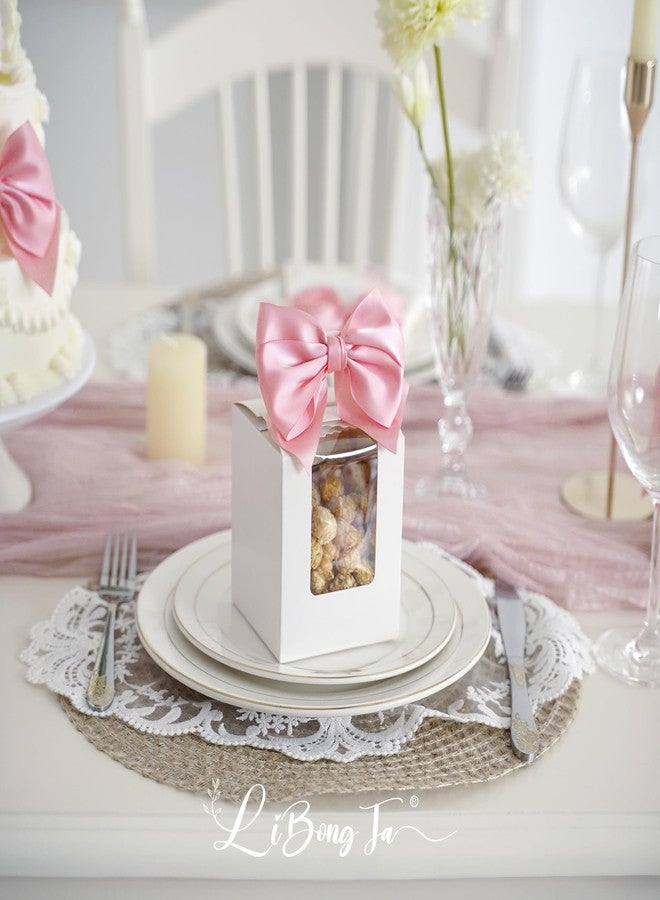 LiBongTa 4 Inch Pink Gift Bow Satin Ribbon Bows for Crafts, Pre-Tied Bows, Twist Tie Bow for Treat Bags, Premade Decorative Bow, Wrapping Bows for Presents, Wedding, Baby Shower-24 Counts - Image 5