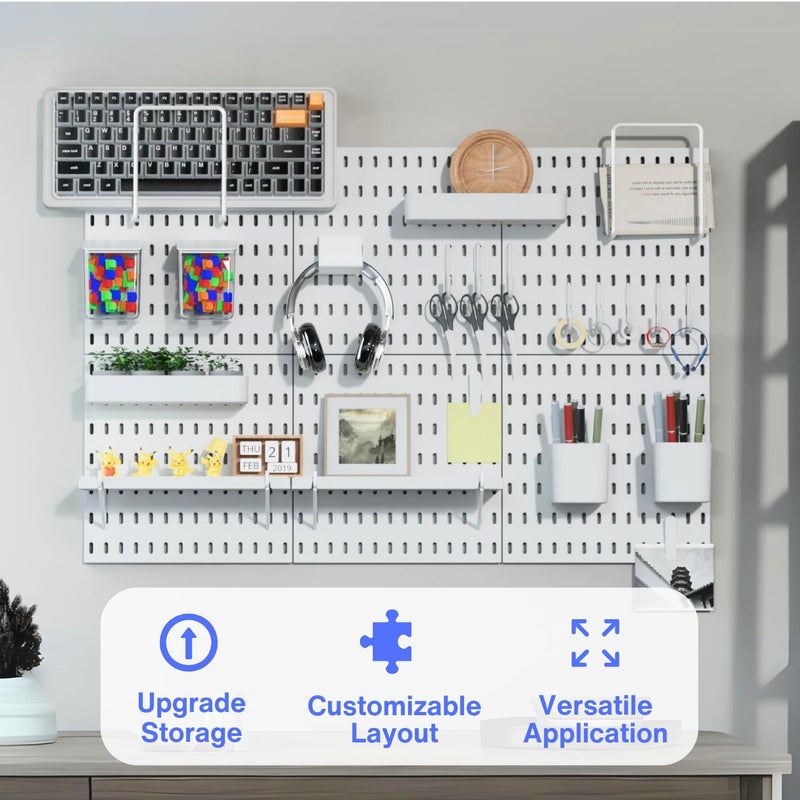 KEEPO Pegboard Combination Kit, Pegboards and Accessories Modular Hanging for Wall Organizer, Crafts Organization, Ornaments Display, Nursery Storage, Peg Board (White, 33″×22″) - Image 5