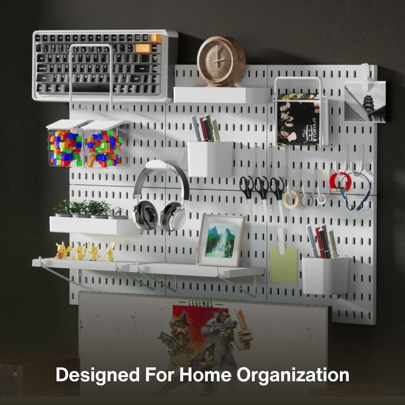 KEEPO Pegboard Combination Kit, Pegboards and Accessories Modular Hanging for Wall Organizer, Crafts Organization, Ornaments Display, Nursery Storage, Peg Board (White, 33″×22″) - Image 2
