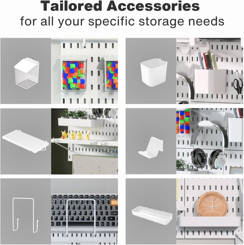 KEEPO Pegboard Combination Kit, Pegboards and Accessories Modular Hanging for Wall Organizer, Crafts Organization, Ornaments Display, Nursery Storage, Peg Board (White, 33″×22″) - Image 4