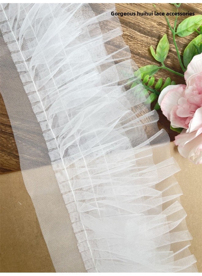 Lolita Dress Three-Layer Lace Pastoral Skirt Cuff Skirt High Quality Made Clothes Lining Decorative Lace Accessories-Color:3 Layers Of Mesh, Original White 0.5m = Half A Meter Long / Multiple Shots For Continuous Hair  - Image 1