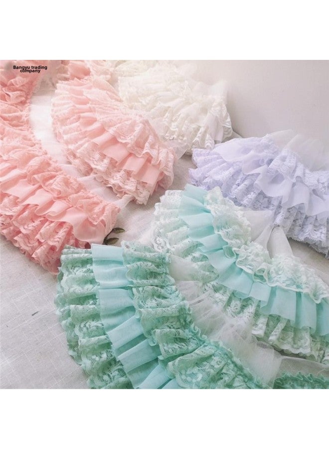Lolita Dress Three-Layer Lace Pastoral Skirt Cuff Skirt High Quality Made Clothes Lining Decorative Lace Accessories-Color:3 Layers Of Mesh, Original White 0.5m = Half A Meter Long / Multiple Shots For Continuous Hair  - Image 2