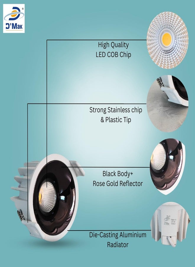 D'Mak 7W LED COB Spot Light White Body Shining Black Reflector (3in1, Pack of 2) - Image 2