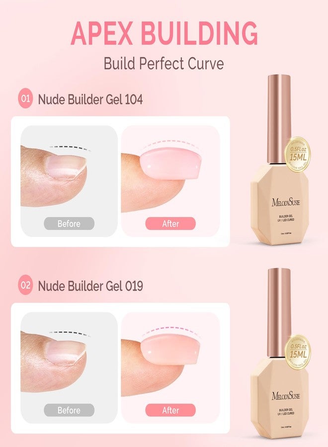 MelodySusie 2PCS 15ML Nude and Pink Builder Gel Set for Nails Thickening, Soak Off UV Extension Gel Rhinestone Glue in a Bottle for Nail Art Design Gift for Women DIY Manicure at Home - Image 2