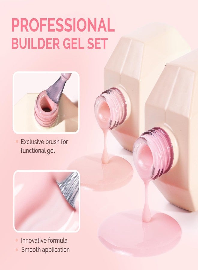 MelodySusie 2PCS 15ML Nude and Pink Builder Gel Set for Nails Thickening, Soak Off UV Extension Gel Rhinestone Glue in a Bottle for Nail Art Design Gift for Women DIY Manicure at Home - Image 3