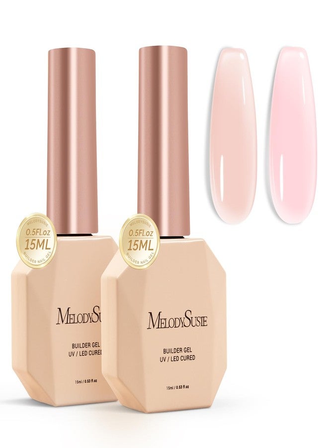 MelodySusie 2PCS 15ML Nude and Pink Builder Gel Set for Nails Thickening, Soak Off UV Extension Gel Rhinestone Glue in a Bottle for Nail Art Design Gift for Women DIY Manicure at Home - Image 1
