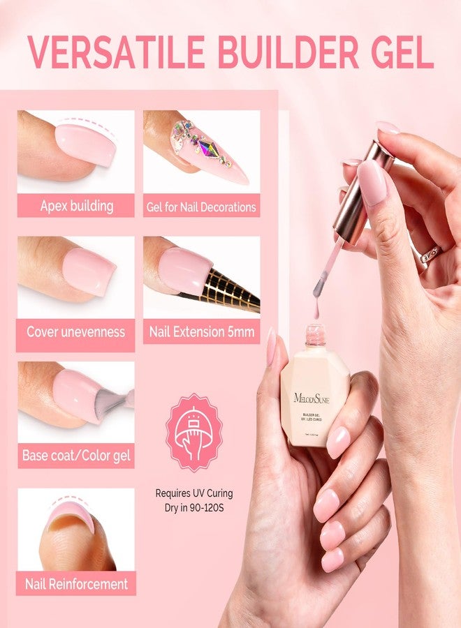 MelodySusie 2PCS 15ML Nude and Pink Builder Gel Set for Nails Thickening, Soak Off UV Extension Gel Rhinestone Glue in a Bottle for Nail Art Design Gift for Women DIY Manicure at Home - Image 4