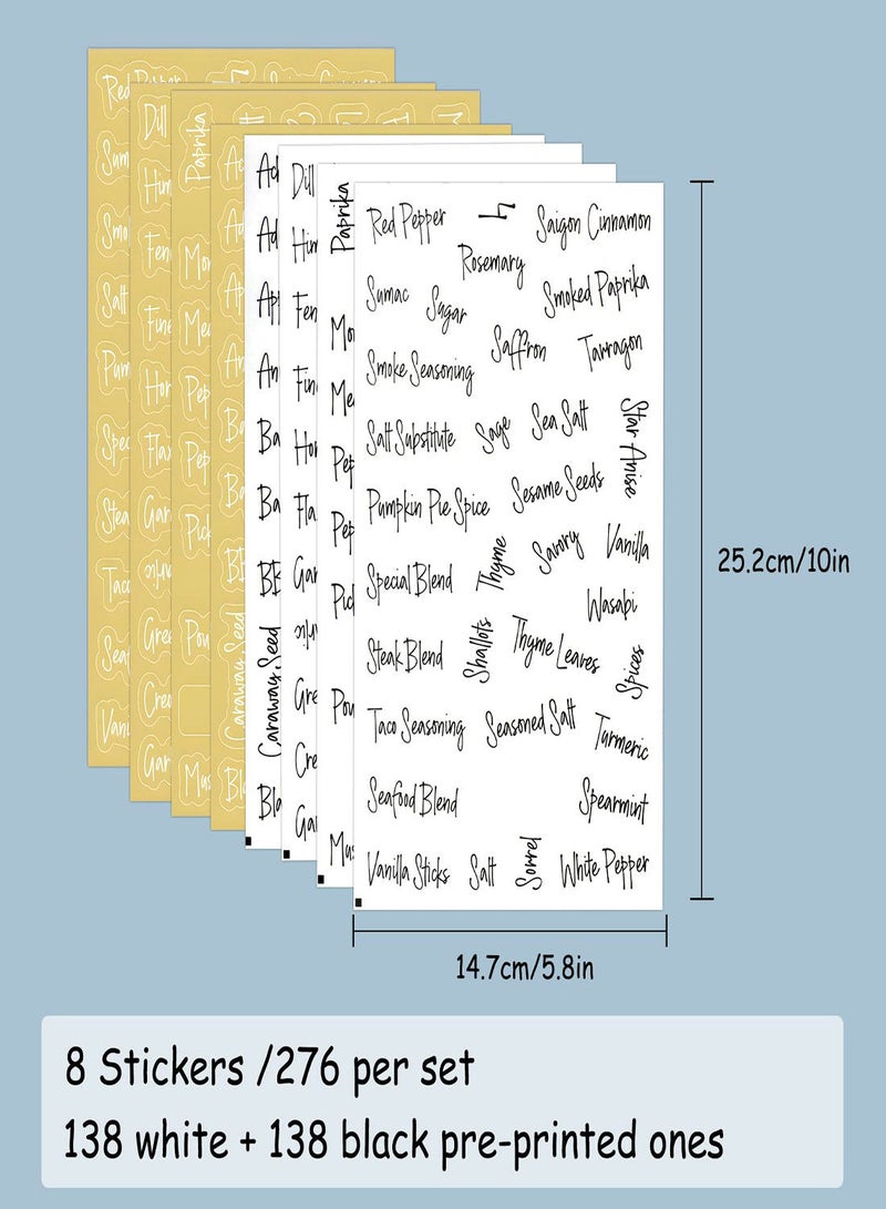 SYOSI ملصق برطمان توابل شفاف، مجموعة ملصقات مقاومة لزيت الماء مكونة من 276 قطعة، حروف بيضاء/سوداء على ملصقات شفافة، ملصقات ملصقات مطبوعة مسبقًا لتخزين تنظيم رف التوابل، علب - Image 3