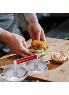 NEGROBLANCO Negro Double Burger Press Patty Maker Burger Press Meat Pie Mold with Wooden Handle Grill Press Kitchen Dining Grill Stuffed Burger Press Burger Tikki Mould Double Patty Maker  - Image 5