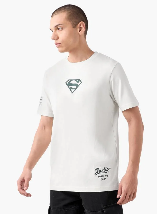 Splash FAV Superman Print T-shirt with Crew Neck