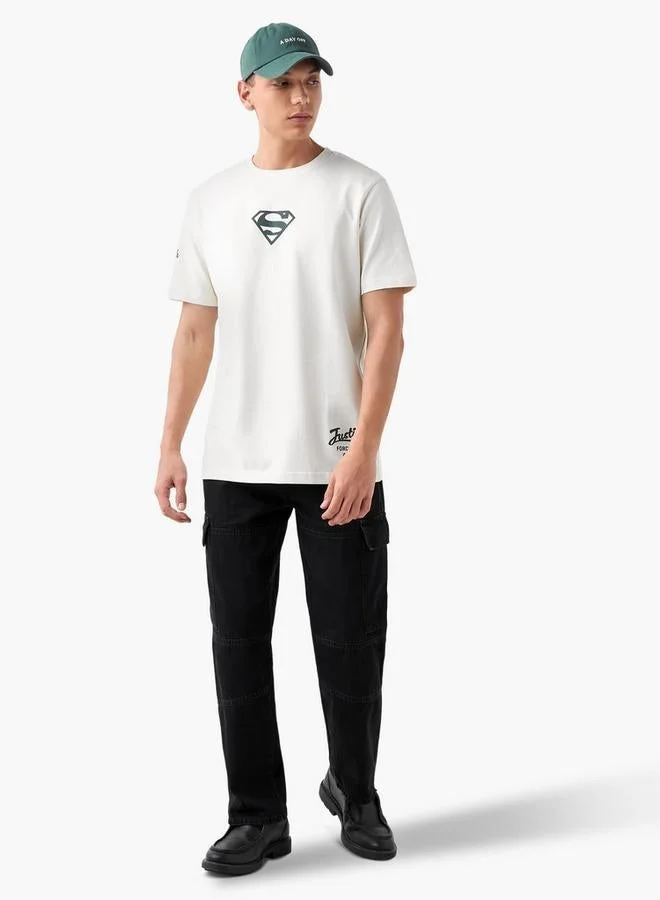 Splash FAV Superman Print T-shirt with Crew Neck
